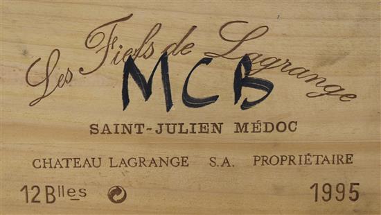 A case of twelve bottles of Les Fiefs de Lagrange 1995